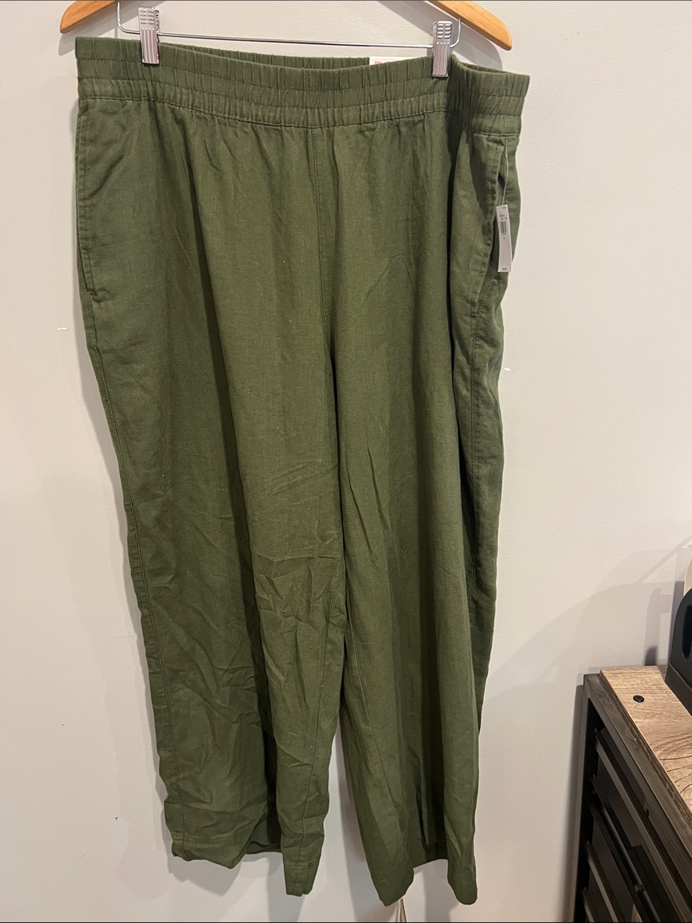 NWT Old Navy Olive wide leg linen Chinos XL